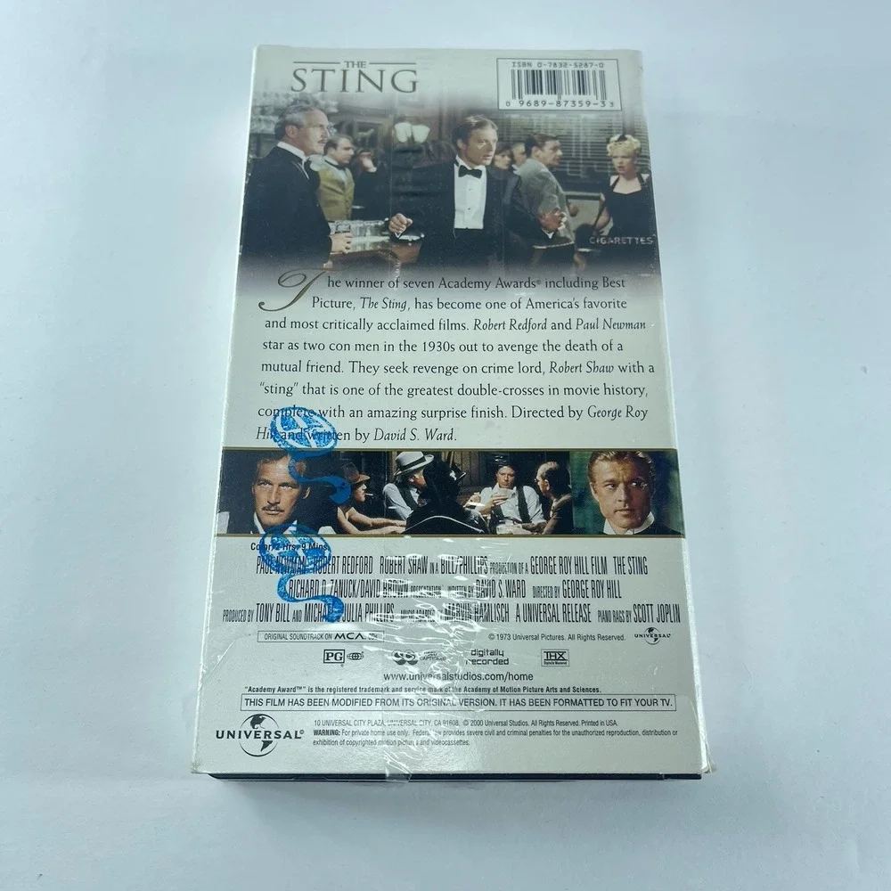 The Sting, 1973 (VHS, 2000) Academy & Best Picture‎ Paul Newman Robert Redford